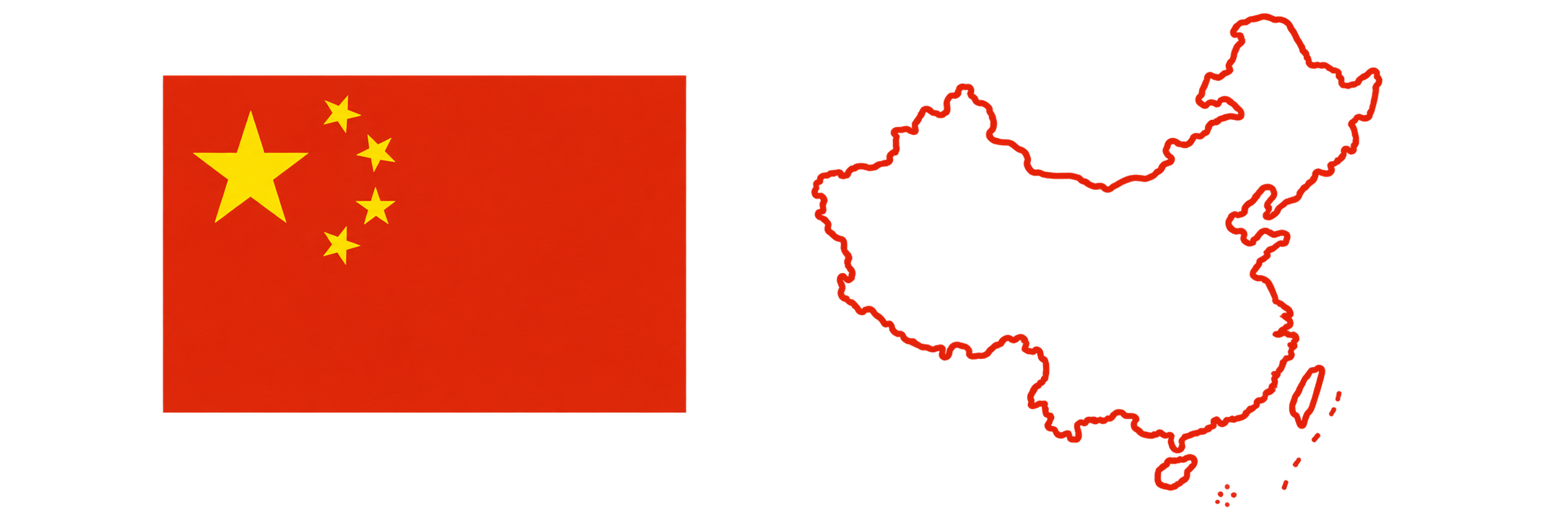 China flag and map including Taiwan
